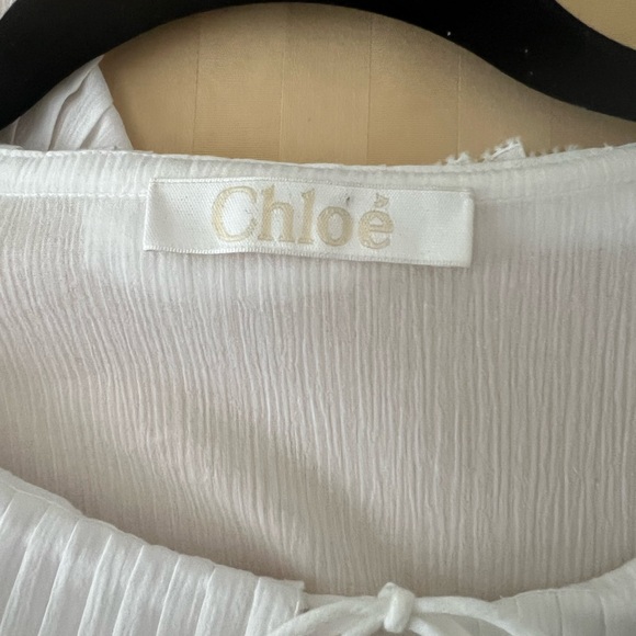 Chloe Optic White Sheer Blouse With Ties - Picture 3 of 3